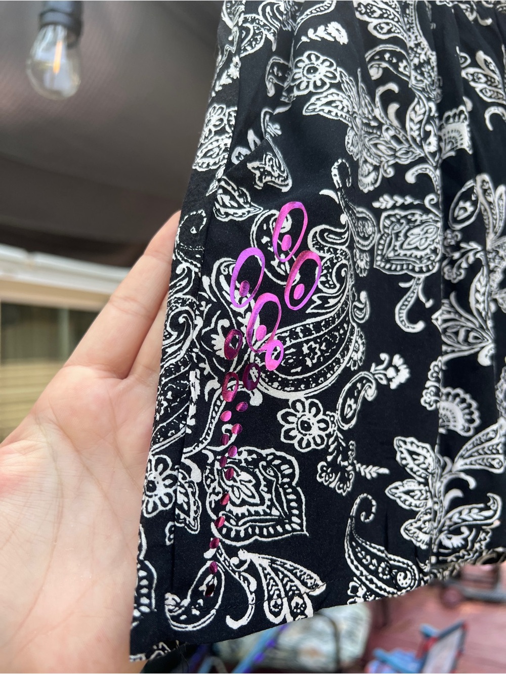 Black Paisley Skirt with Double Phish Bubble Purple Holographic HTV
